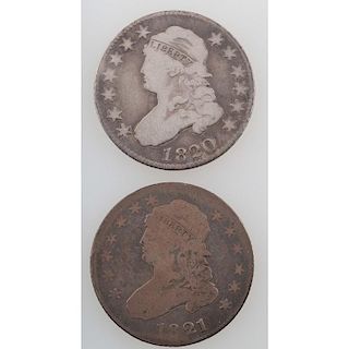 United States Capped Bust Quarter Dollar 1820-1821