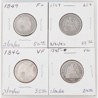 United States Liberty Seated Quarter Dollars 1845-1849