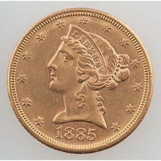 United States Liberty Head $5 Gold Coin 1885