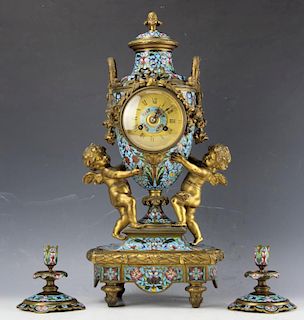 French gilt enamel clock by Anthony Bailey. LYON 19th