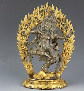 Tibetan bronze figure of 4 hands Bohisattva Guan Yin
