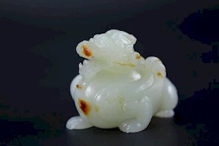 Chinese hetian white jade mystical dragon pendant