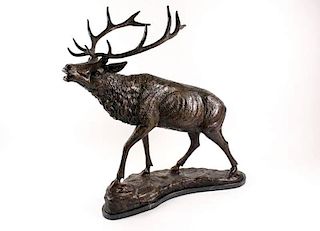 Large Bronze Animalier Sculpture of an Elk