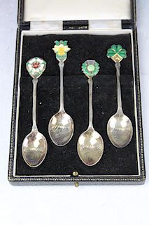 Four souvenir silver spoons from England Ireland Wales
