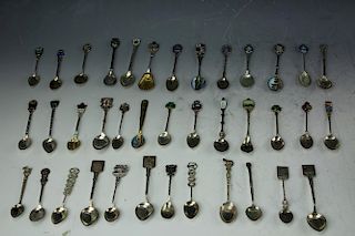 38 souvenir sterling silver spoons from around the
