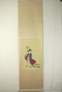 Chinese painting of a lady by Chen yi Shi