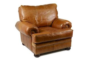 Custom Brown Leather Club Chair