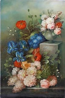 Z. Cowan signed oil on canvas of flower still