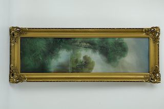 Framed oil painting of landscape