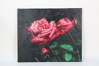 Oil on canvas of RED roses