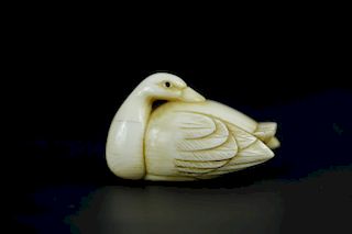 Vintage Netsuke carving of a duck