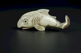 Vintage Netsuke carving of a shark