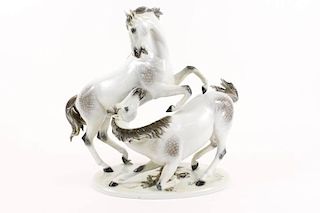 H. Miesel for Rosenthal Porcelain Horses Sculpture