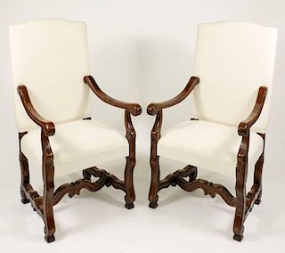 Pair of Upholstered Os De Mouton Armchairs