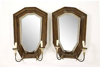 Pair of French Provincial Mirrored Sconces