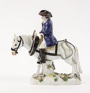 Meissen Figurine, Male Plowman on Horseback