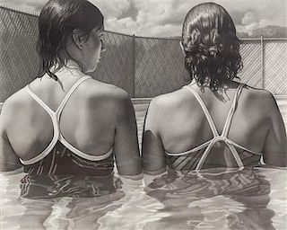 * Bill Vuksanovich, (Yugoslavian, b. 1938), Two Girls in Swimming Pool, 1982