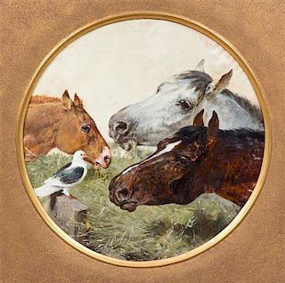 Julius Von Blaas I, (Austrian, 1845-1922), A Meeting of Horses