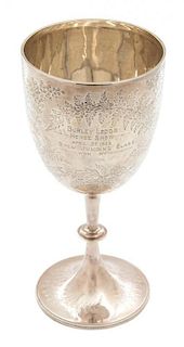An English Silver Stemmed Trophy Cup, London, England, 1824, engraved Burley Lodge Horse Show