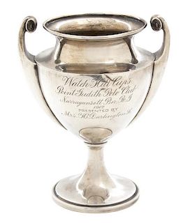An American Silver Two Handle Trophy Cup, Dominick & Haff, New York, NY, inscribed Watch Hill Cups/Point Judith Polo Club/Nar