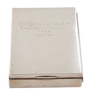 An American Silver Cigarette Case, Cartier, New York, NY, inscribed New England Circuit/Polo Championship/1927/Won by; having