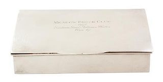 An American Silver Cigarette Box, Retailed by Peter Guile, Ltd., New York, the lid inscribed MEADOW BROOK CLUB/1938/Sixteen G