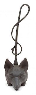 An Iron Fox Head and Crop Form Doorstop Height 15 1/2 inches.