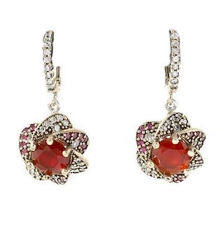 Ladies Sterling & Opal Earrings