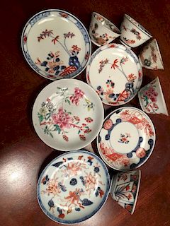 ANTIQUE Chinese Five Set of Teacups and Saucers, 18th C