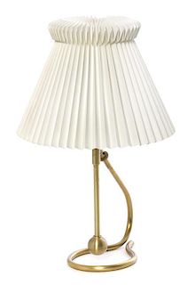 A Danish Brass Table Lamp, Kaare Klint (1888-1954), Height 14 5/8 inches.