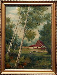 Artist Unknown (B... Bosa?),  Austrian-Hungarian ?, (distant cottage),