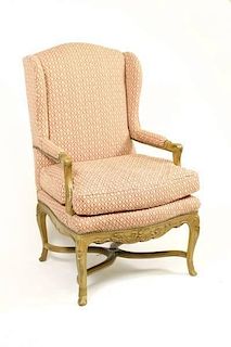 French Style Upholstered Wingback Armchair