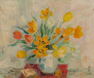 LE PHO, (French, 1907-2001), Tulips, oil on canvas