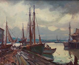 EMILE ALBERT GRUPPE, (American, 1896-1978), Gray Day, Gloucester, oil on canvas