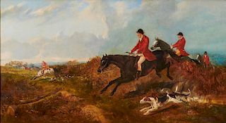 WILLIAM JOSEPH SHAYER, (English, 1811-1892), Hunting Scene, oil on canvas