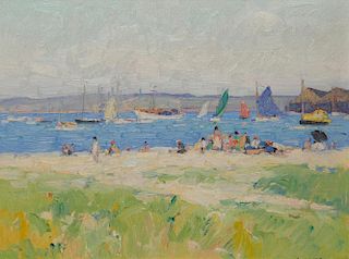 FRANK SWIFT CHASE, (American, 1886-1958), Beach Scene, Nantucket, oil on canvas board