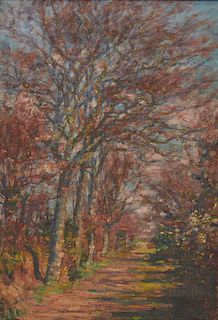 ALOYSIUS O'KELLY, (Irish, 1851-1928), Tree Lined Lane, oil on canvas