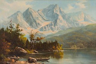 LUDWIG MUNNINGER, (German, 20th century), Mountain View, oil on canvas