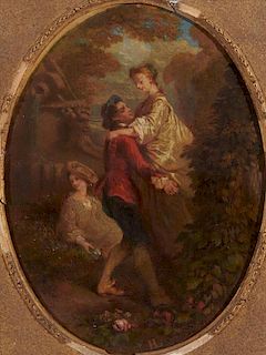 CIRCLE OF JEAN HONORE FRAGONARD, (French, 1732-1806), The Embrace, c. 1770, oil on canvas