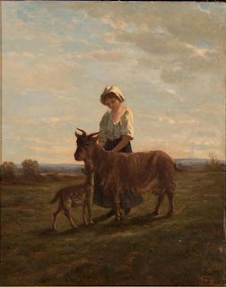 ANN SOPHIA DARRAH, (American, 1819-1881), Peasant Girl, oil on board