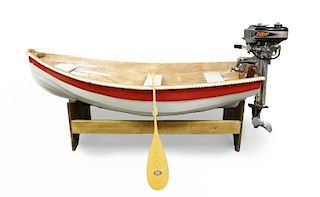 Child's Wooden Boat w/ Evinrude Alto Motor