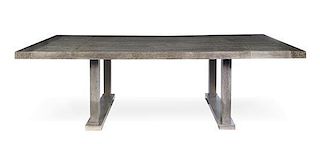 A Christian Liaigre Ebonized Oak Dinning Table, Height 29 1/4 x width 72 x depth 42 inches (closed).