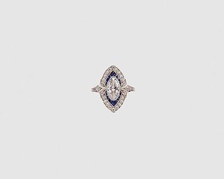 MARCUS & CO. Platinum, Diamond, and Sapphire Ring