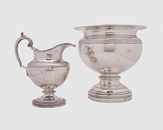 American Silver Footed Waste Bowl, Fletcher & Gardiner; together with an American Silver Cream Pitcher, H. Erwin