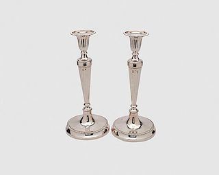Pair of TIFFANY & CO George III Style Silver Candlesticks