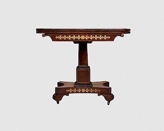 Regency Rosewood Brass Inlaid Games Table, ca. 1820