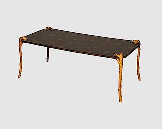 Modern Lacquered Coffee Table, with gilt bronze branch form legs
