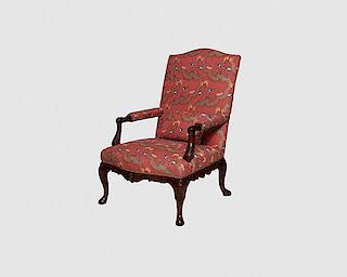 George II Carved Mahogany Gainsborough Armchair, mid 18th century