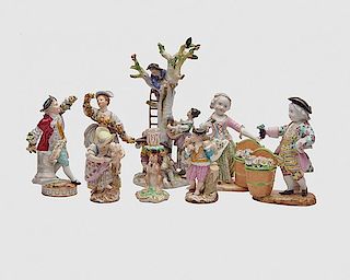 Collection of Eight Meissen Figurines