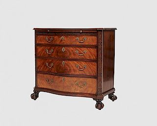Fine George III Carved Mahogany Serpentine Chest of Drawers, 18th century